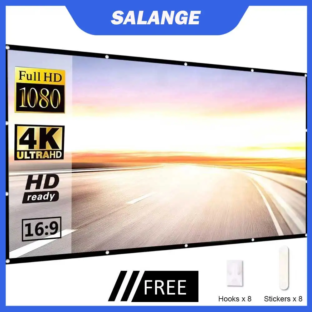 Salange หน้าจอโปรเจคเตอร์หน้าจอโปรเจคเตอร์แบบพกพา,100นิ้ว120นิ้ว150นิ้ว16:9,หน้าจอภาพยนตร์กลางแจ้งสำหรับ Travel Home Theater