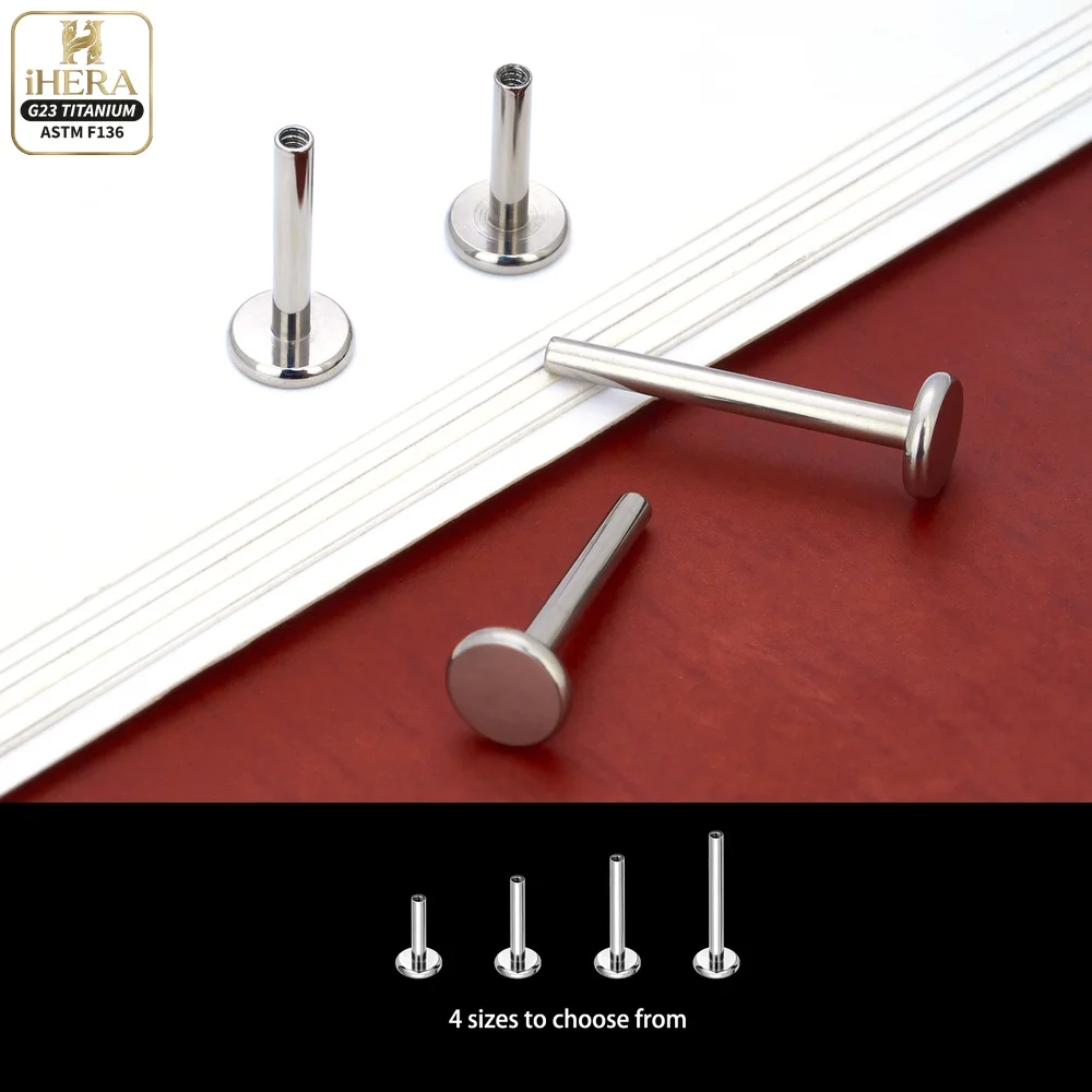1 Stück/10 Stück Titan-Piercing-Stäbe und -Stifte, Ersatz-Kit, innenliegendes Gewinde, flacher Rücken, Labret-Lippenring, Knorpel-Ohrring-Teil – Detail 3