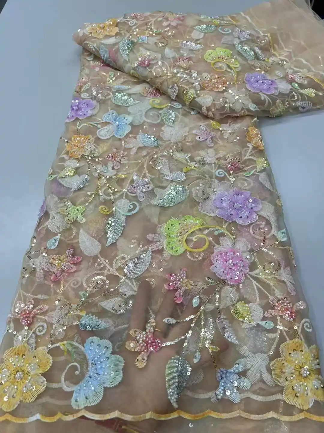 2025 telas de encaje con cuentas de lentejuelas africanas, bordado de secuencia de alta calidad, tela de encaje nigeriano de tul francés para costura de boda