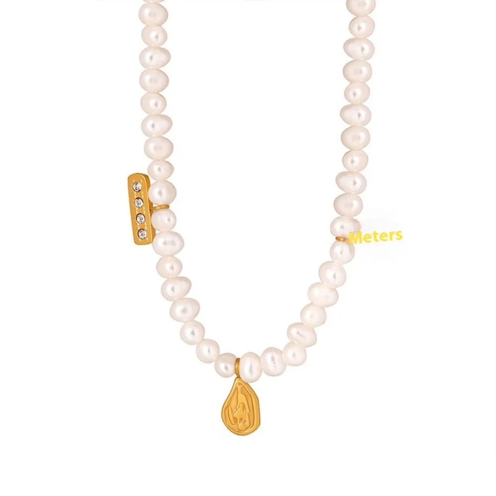 

Women's Necklace Freshwater Pearl Bead Water Droplet Collarbone Chain Stainless Steel Fashionable Versatile Jewelry Accessories