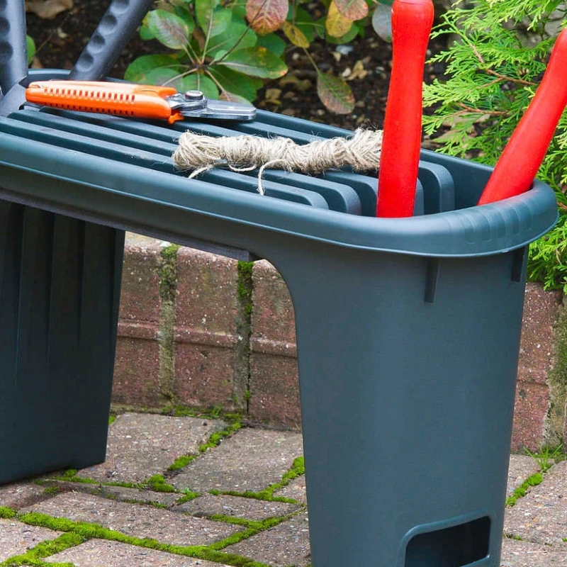 Taburete de plástico de ingeniería para trabajo de jardinería, asiento de jardín de pesca, arrodillado, protección contra heladas y sol, dos en uno