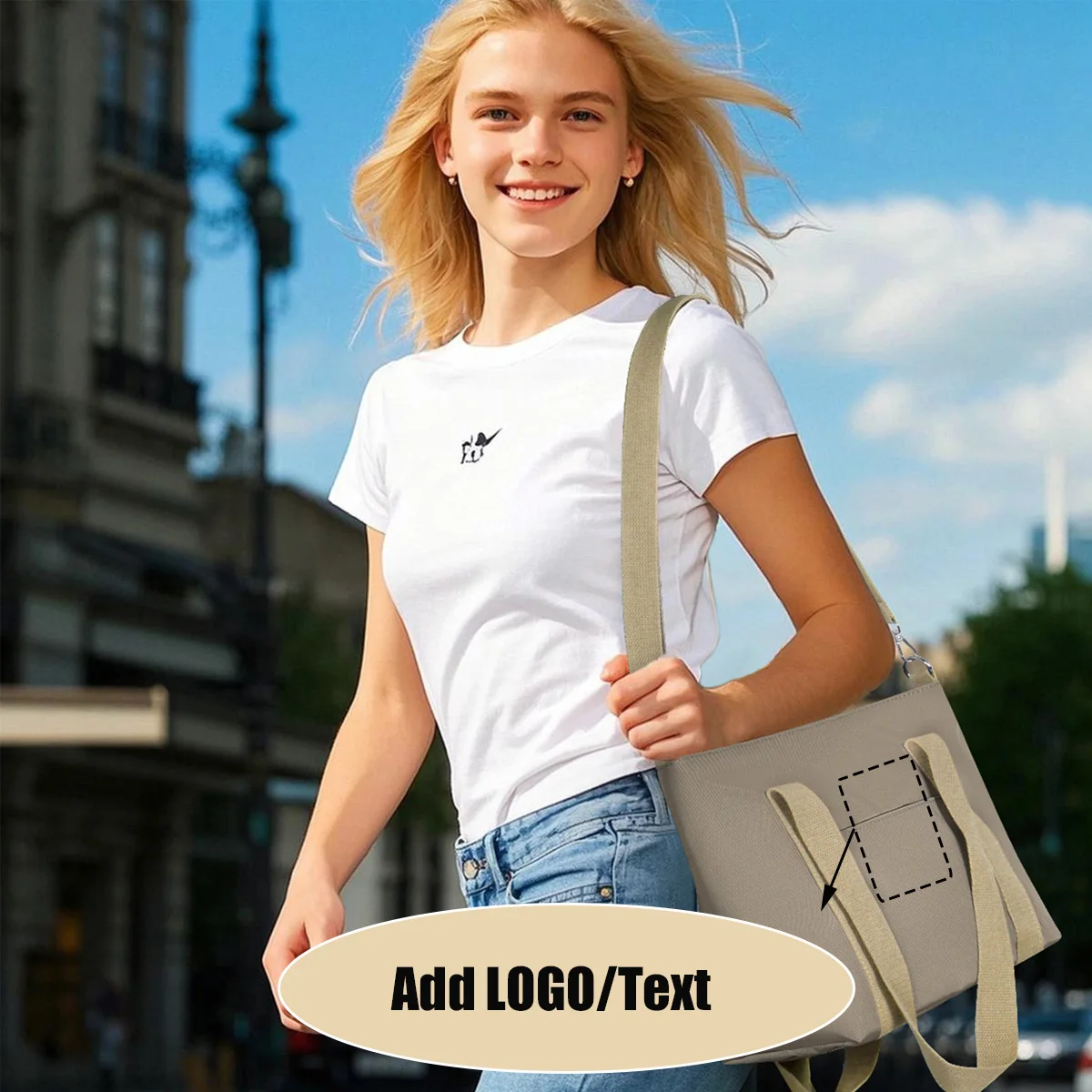 

Personalized Canvas Tote Bag Waterproof Durable Shopping Cross Bag Light Large Capacity Shoulder Bag Women Men Travel Businesses