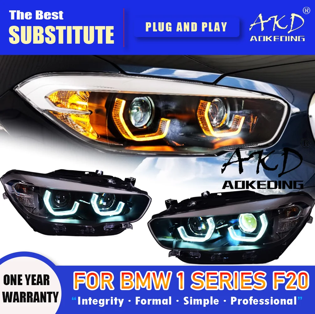 AKD Head Lamp for BMW F20 LED Headlight 2015-2018 Headlights 1 Series 116i 118i DRL Turn Signal High Beam Angel Eye Projector