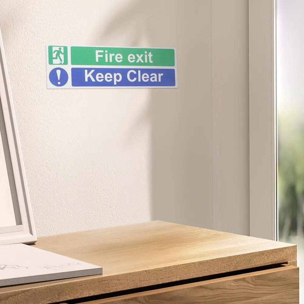 20 Fire Exit Keep Clear Signs Made from PVC for Reliable Performance in Offices Apartment Complexes and Storage Facilities