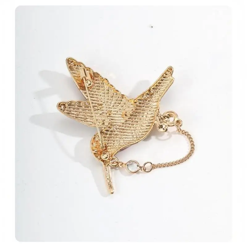 Ketten-Broschen mit Kolibri-Motiv für Damen und Herren, 4-farbiger Emaille-Strass, wunderschöner Vogel, Tier, Party, Freizeit-Brosche – Detail 9