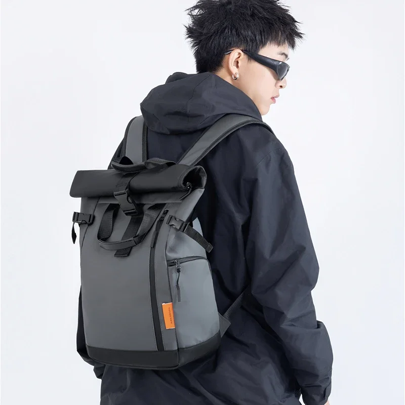 Unisex Modischer Minimalistischer Großraum-Wasserdichter Rucksack Tragbare College-Schultasche Trendiger Designer-Rucksack für Männer – Detail 13