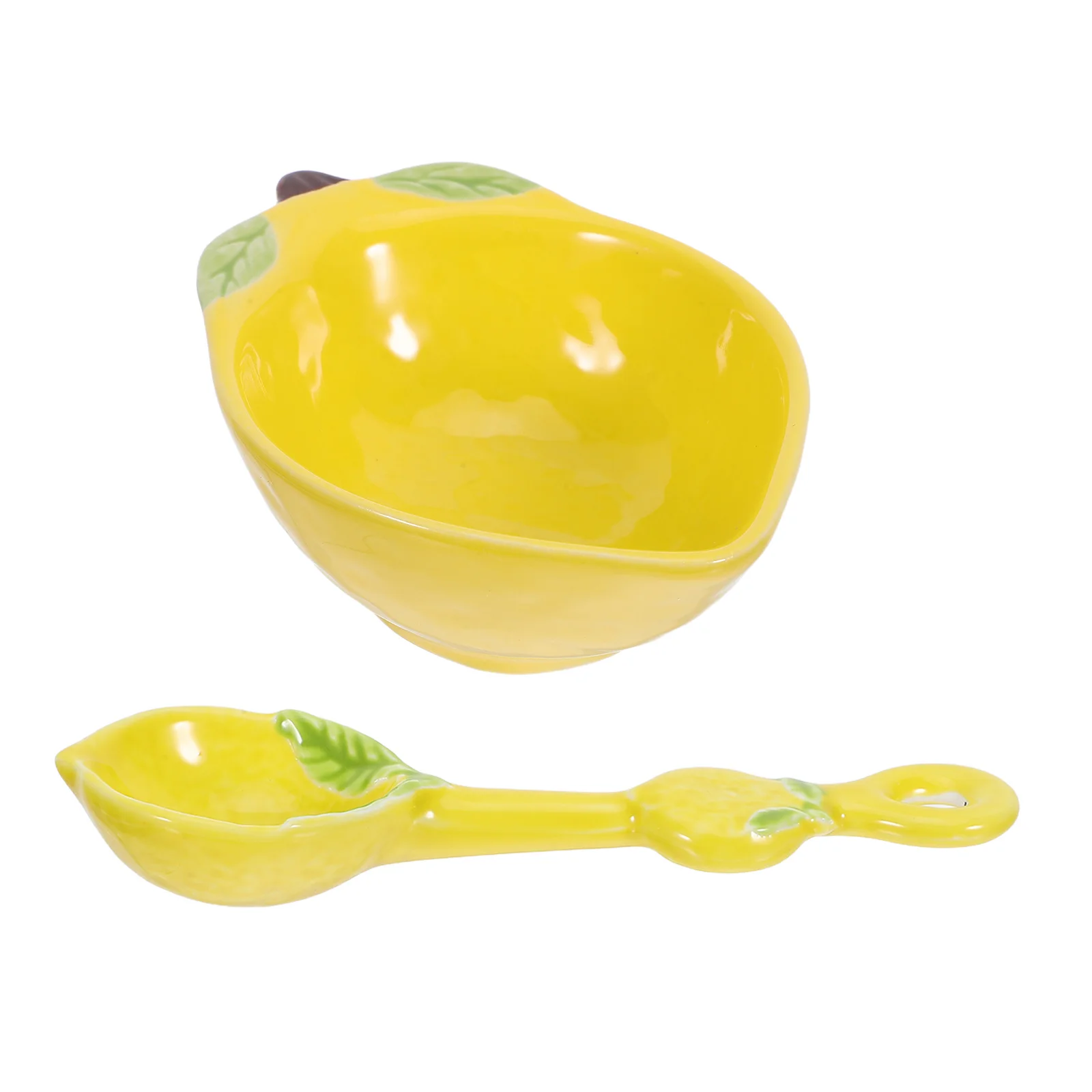 

2Pcs Ceramic Lemon Shaped Bowls Decorative Trays Snack Serving Tray Plate Versatile Use for Sauces Fruits Snacks