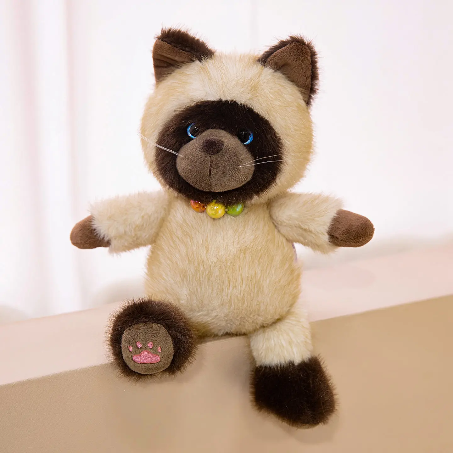 30-60 センチメートル新しいシャム猫ぬいぐるみシャム猫着用カラフルな首輪人形快適な動物キティぬいぐるみ枕誕生日ギフト