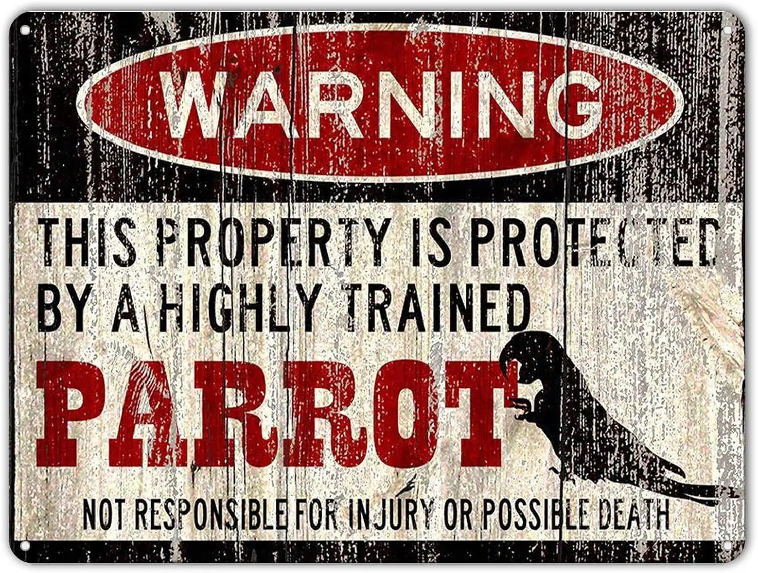 Parrot Sign, Funny Metal Signs Parrot Accessories Bird Sign Parrot Warning Tin Sign 12 x 16 inches