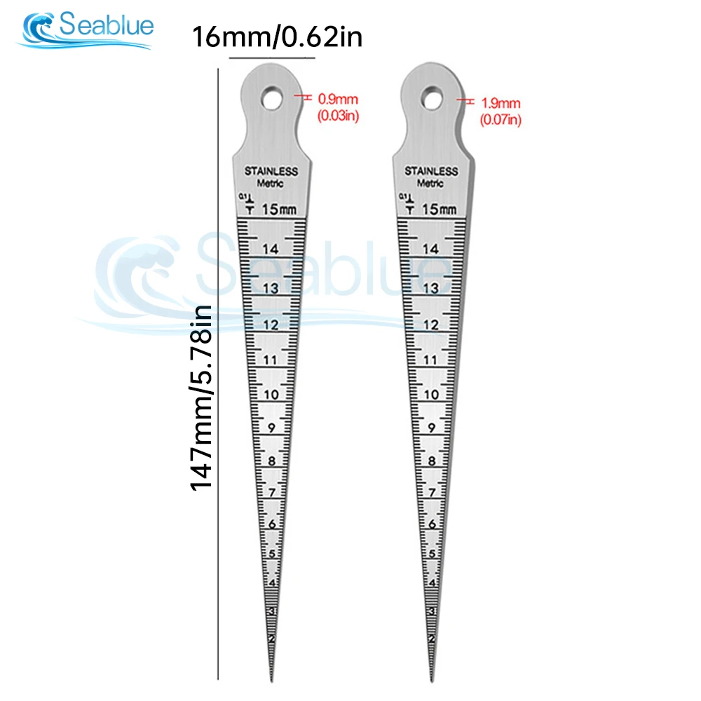 1Pcs Taper Gauge Feeler 1-15mm Stainless Steel Gap Hole Measuring Tool Double Side Wedge Aperture Scale Thin/Thick