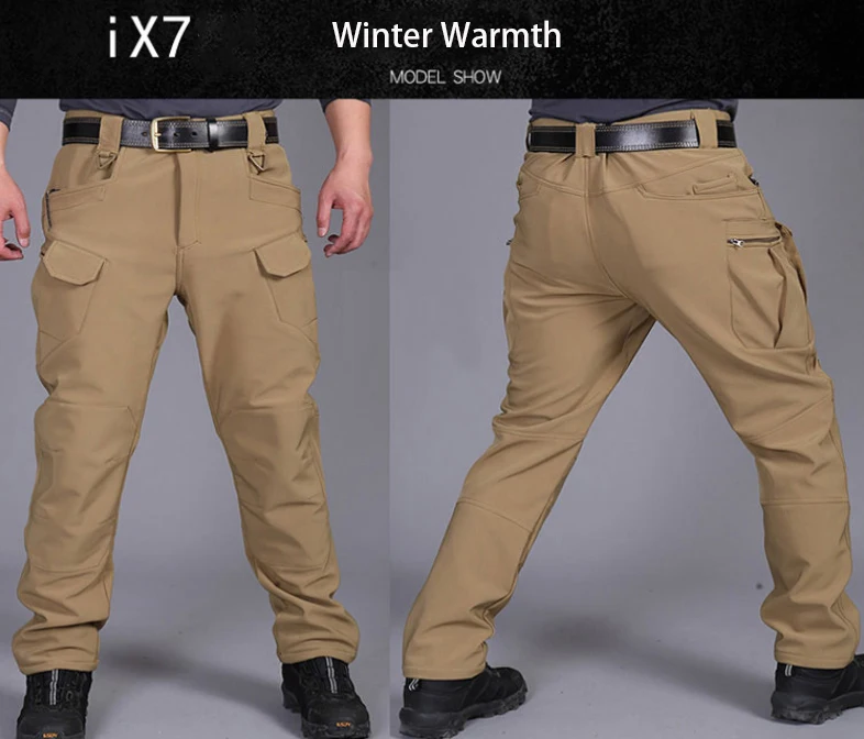 TRVLWEGO Männer Winter Wasserdicht Klettern Skifahren Trekking Fleece Angeln Taktische Sharkskin Cargo Hosen Camping Wandern Hosen – Detail 2