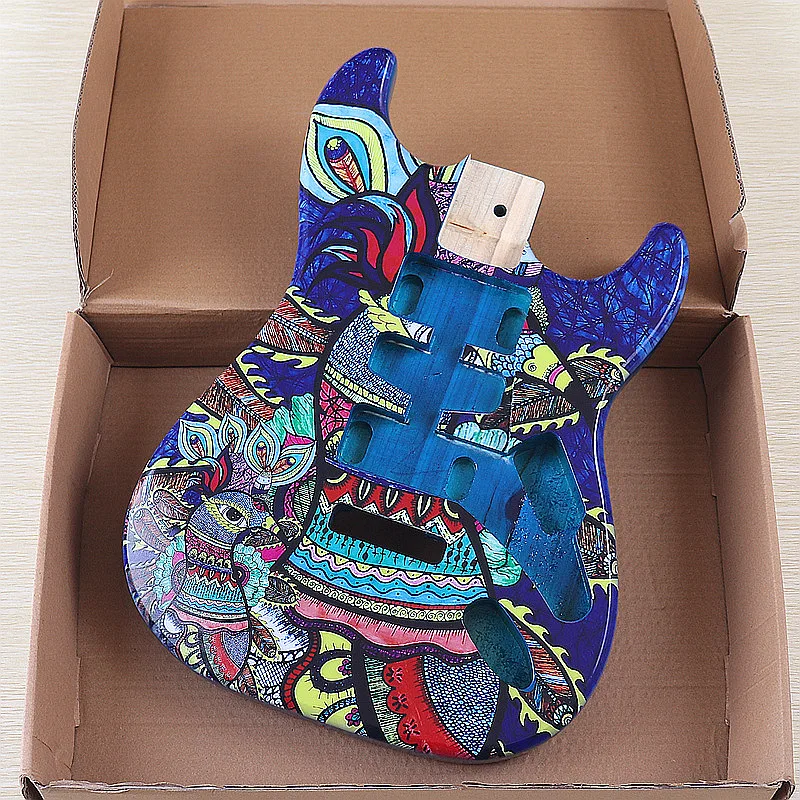 Electric Guitar Body Poplar Wood Bird Pattern Unfinished DIY Guitar Barrel Electric Guitar Accessories Flaws