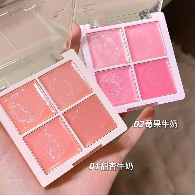 DIKALU Water Light Multi-purpose Cream, Four-color Blush Cream, Lipstick, High-gloss Comprehensive, Matte Lip Mud For Whitening