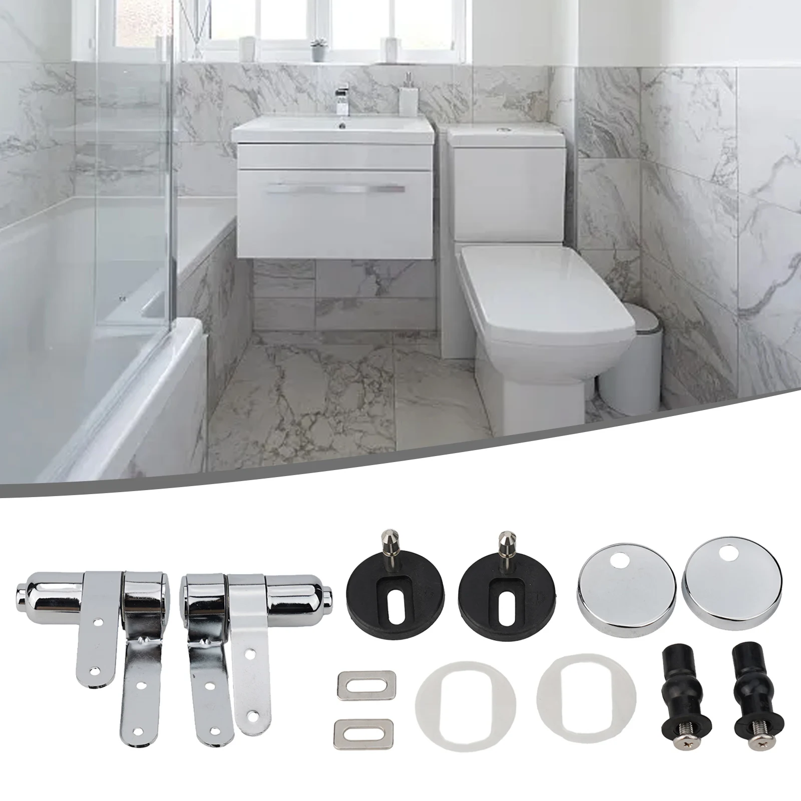 Stainless Steel Slow Close Toilet Seat Hinge 2-Pack Two-Button Connector With Soft Down Damper For Lid Replacement