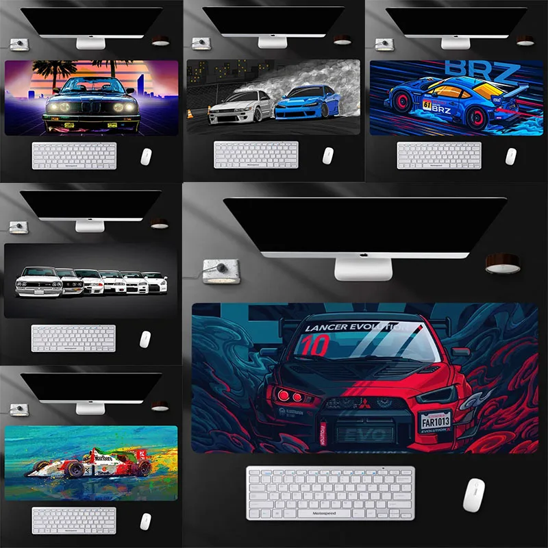 JDM Auto EVO Gaming Mauspad Rennwagen Desktop rutschfeste Gummibasierte große Schreibtischunterlage Spieltastatur MicePad Geschenke Jungen PC Teppich