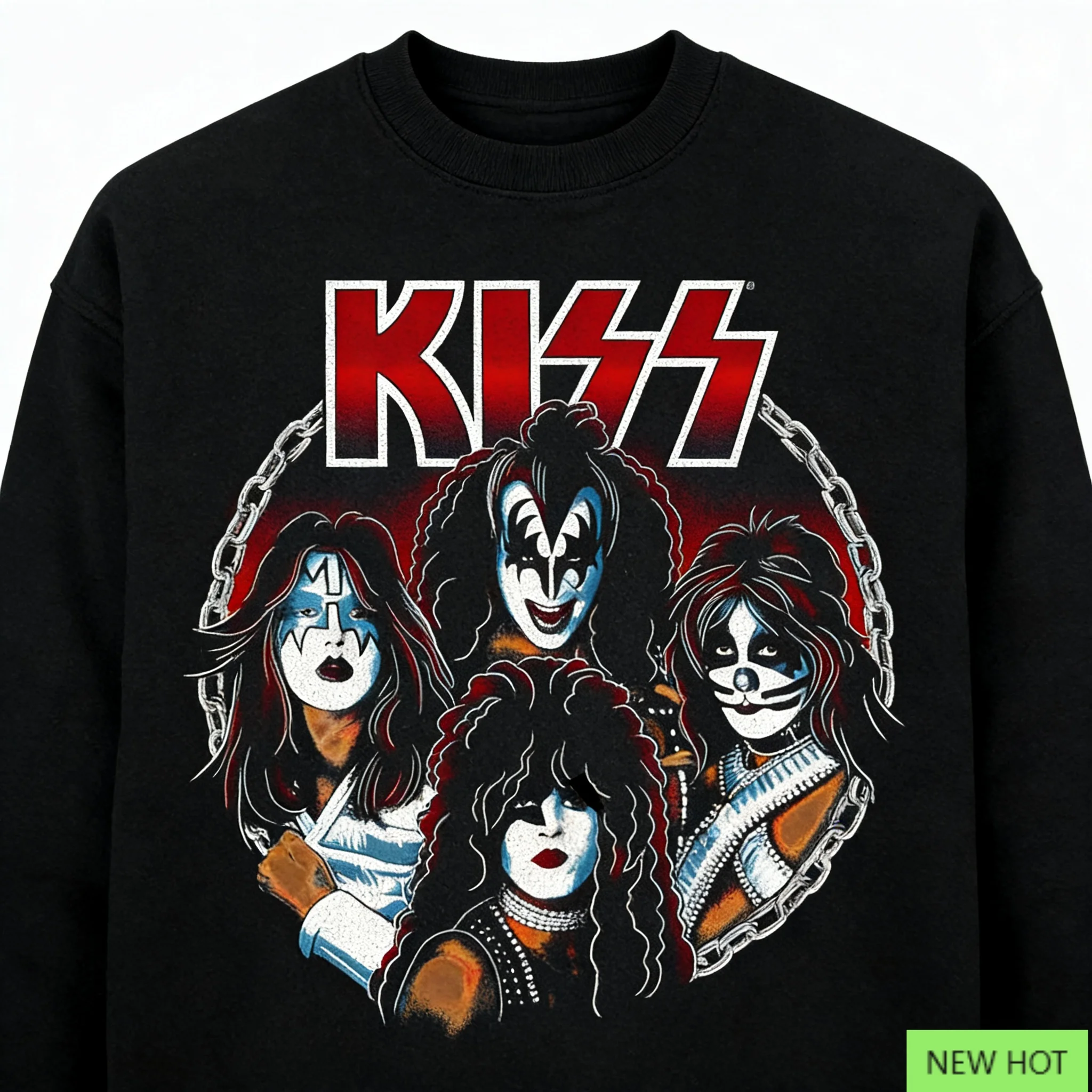 

Стильный свитшот KISS, повседневный топ, обязательный для тех, кто предпочитают музыку, мода и глэм-металлическая эстетика