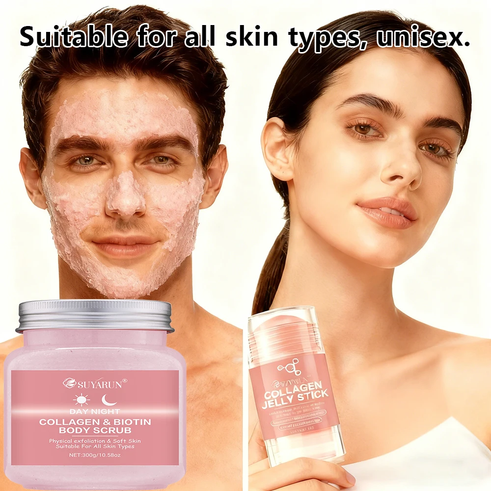 

SUYARUN Профессиональный коллагеновый скраб и отшелушивающий набор — увлажняющий и увлажняющий для гладкой, сияющей кожи.