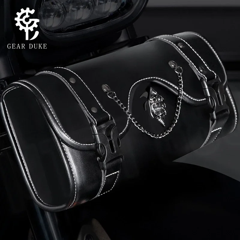 Universal Motorcycle Side Bag Punk PU Leather Waterproof Harley Motorcycle Front Bag Motorcycle Modification Equipment