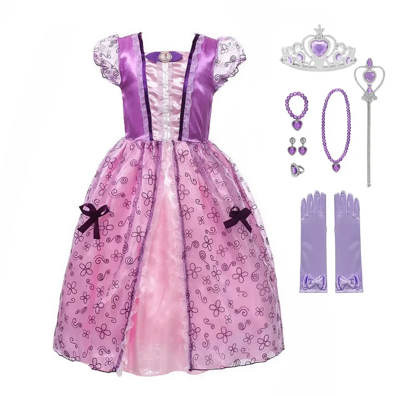 Abito Muaby con accessori set per ragazze summer princess dress up clothes bambini biancaneve Sofia fancy costume