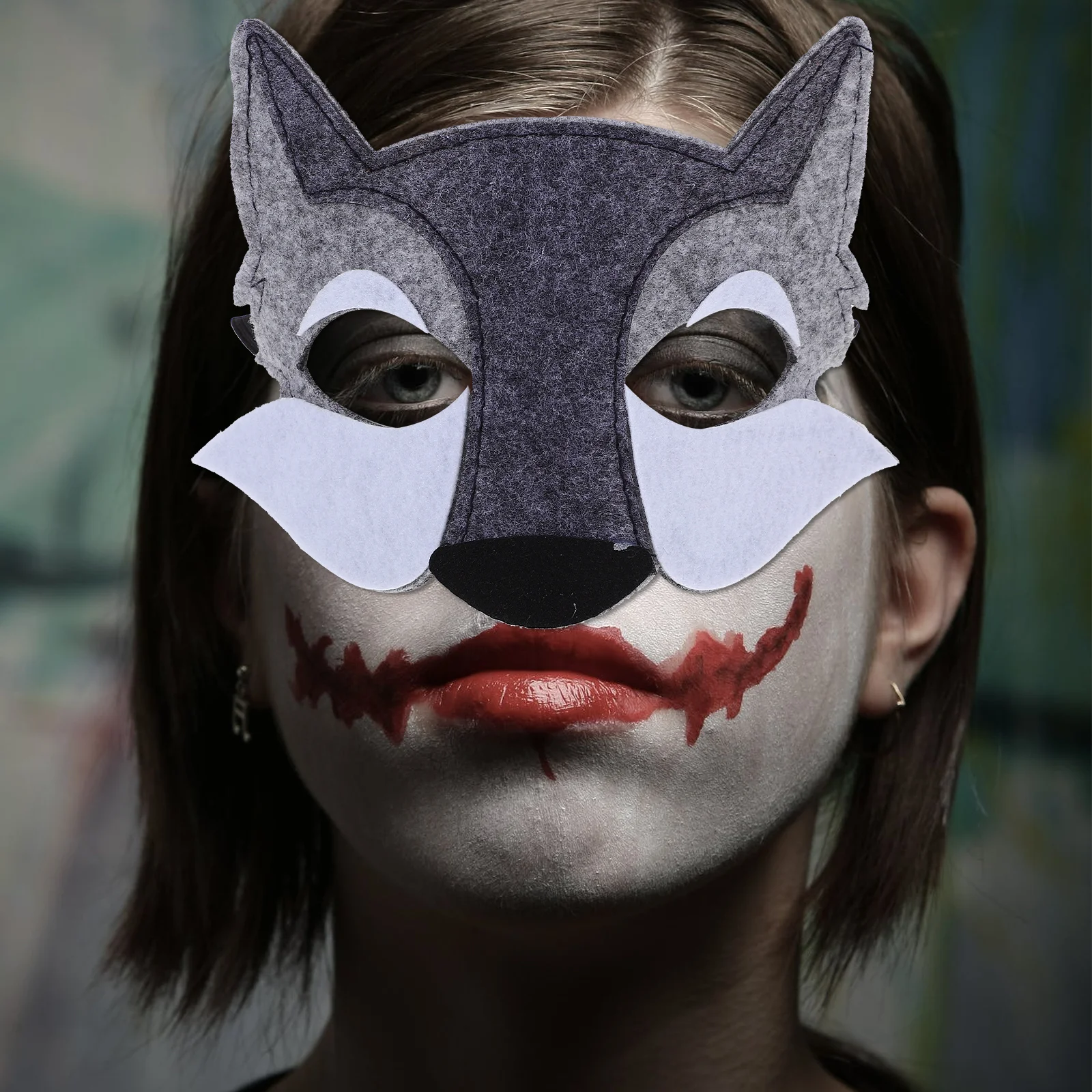 

6 шт., маска оборотня, половина лица, пушистые животные, реквизит для косплея на Хэллоуин для мужчин и женщин, украшения для вечеринок, праздничные аксессуары