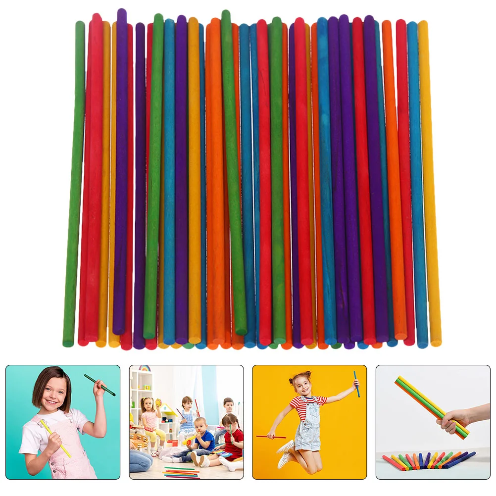 

50 Pcs Colored Rhythm Sticks Musical Instrument Rods Drum for Replacement Wood Child