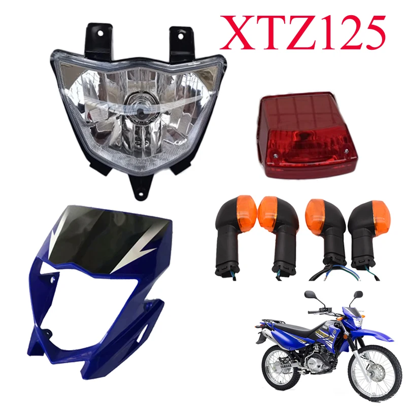 Faro delantero de motocicleta, lámpara de freno trasero, luz de giro para Yamaha XTZ125, JianShe JYM125-9, cubierta de plástico azul y blanca