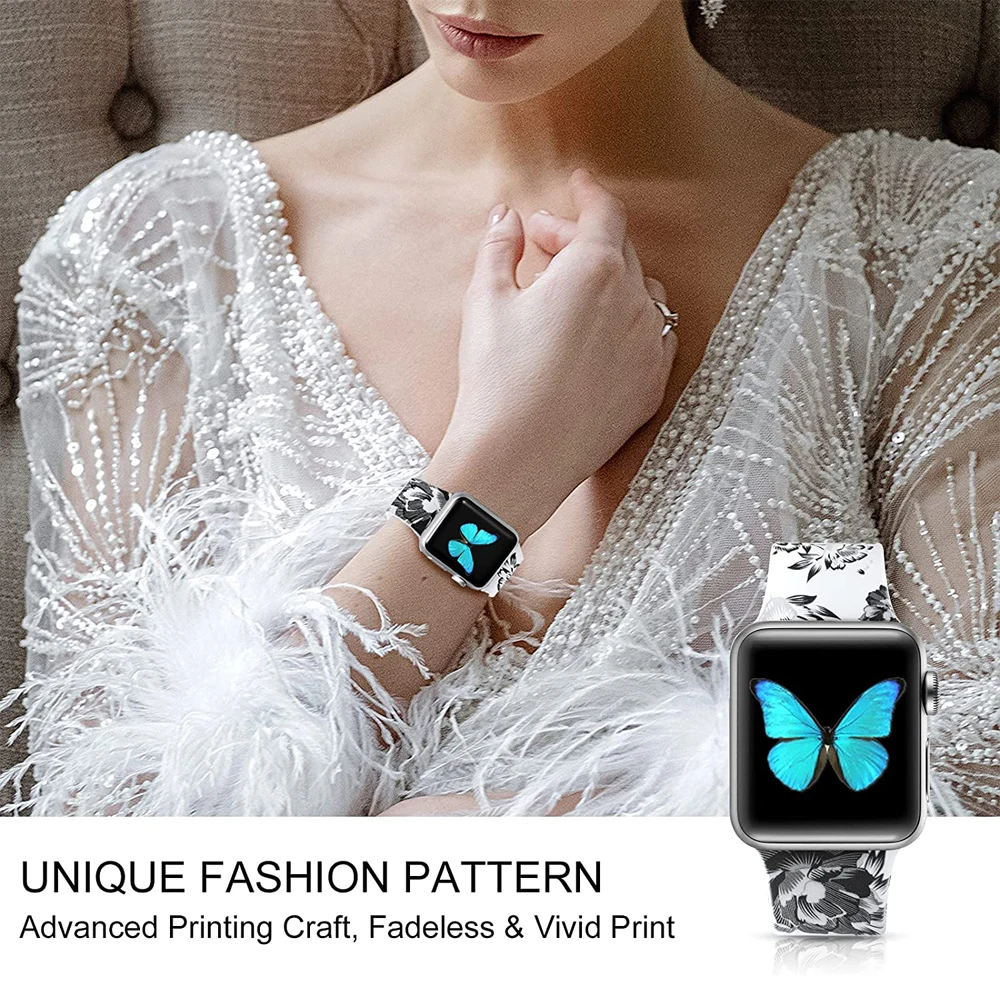 أحزمة شفافة لطيفة لأحزمة ساعات Apple 38 مم 40 مم 41 مم 42 مم 44 مم 45 مم ، حزام بديل رياضي من السيليكون الناعم لسلسلة iWatch Series 7/6/5/4/3/2 / SE