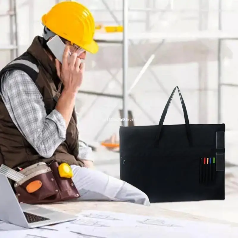 Bolsa pôster com bolsos externos alça, suprimentos arte, maleta transporte