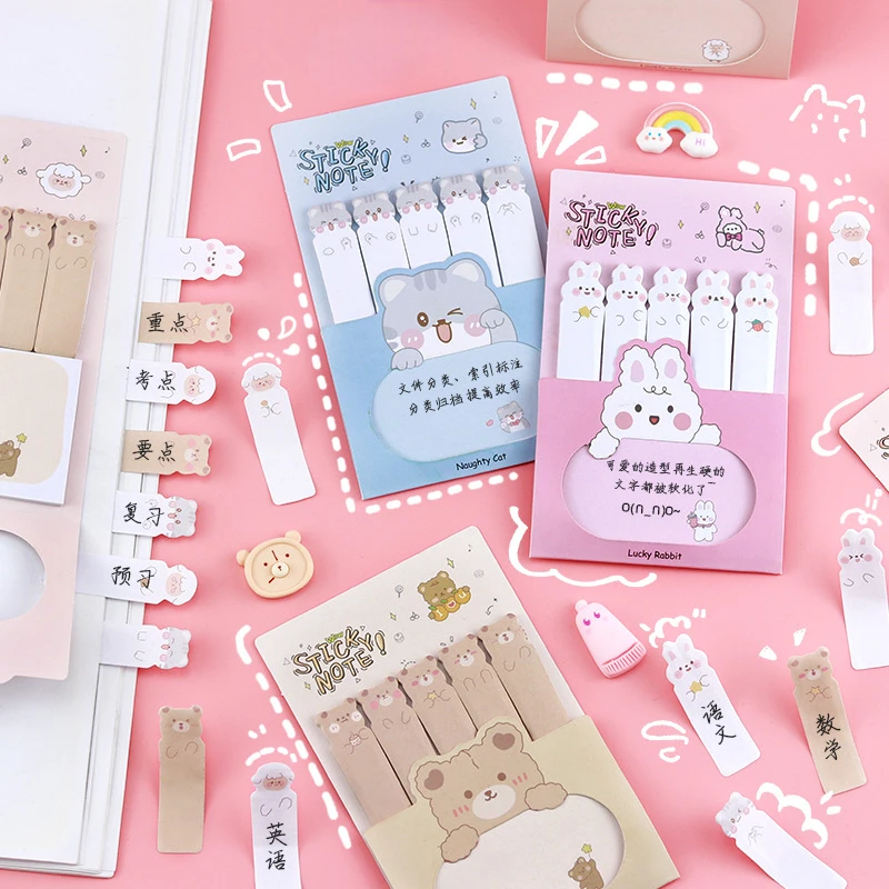 120 แผ่นแท็บดัชนี Self Adhesive Page Markers Kawaii การ์ตูน Sticky Notes จําแนกไฟล์ธงป้ายกระดาษสติกเกอร์วางแผน