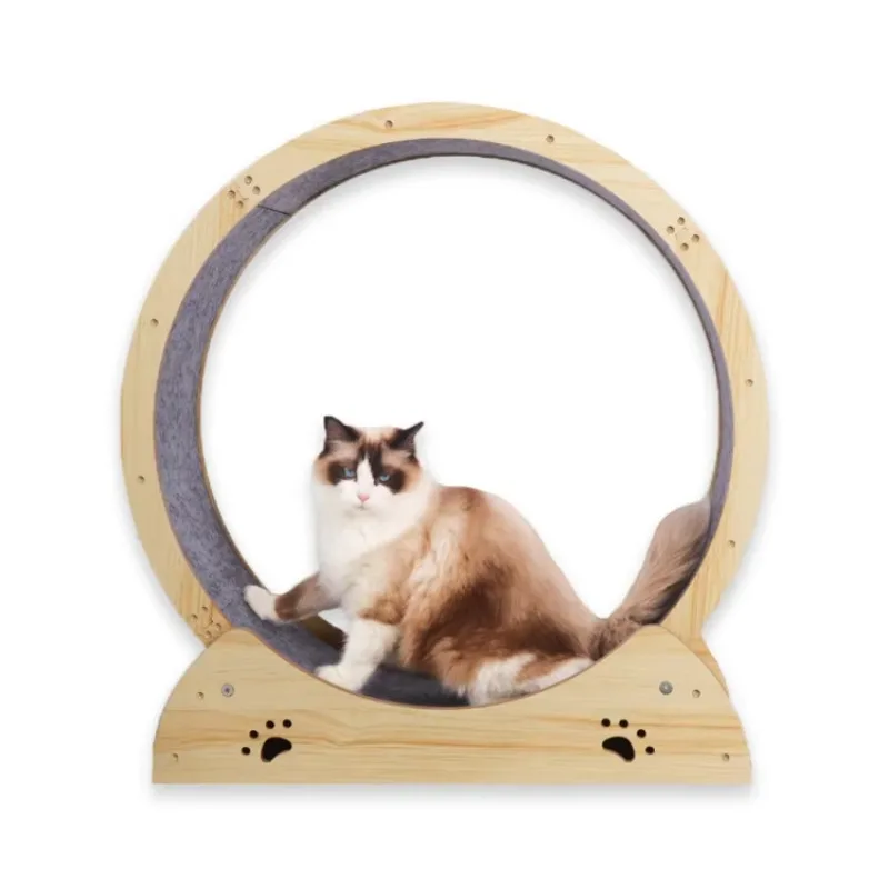 Natural Wood Cat Tunnel – Non-Toxic Environmental Exercise Tunnel, All-Season Weight Management Pet Toy