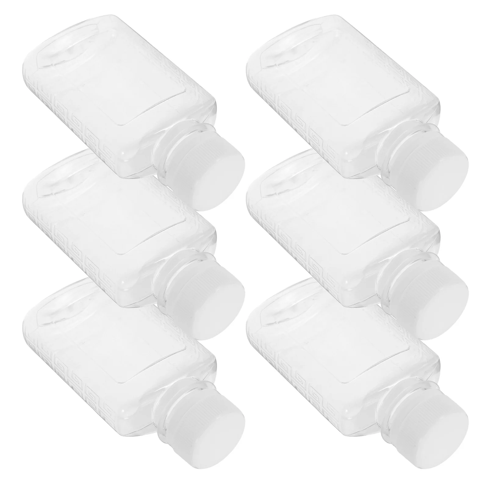 

6pcs Clear Plastic Bottles 100ml Flat Sealed Containers for Milk Juice Beer Portable Reusable Beverage Storage
