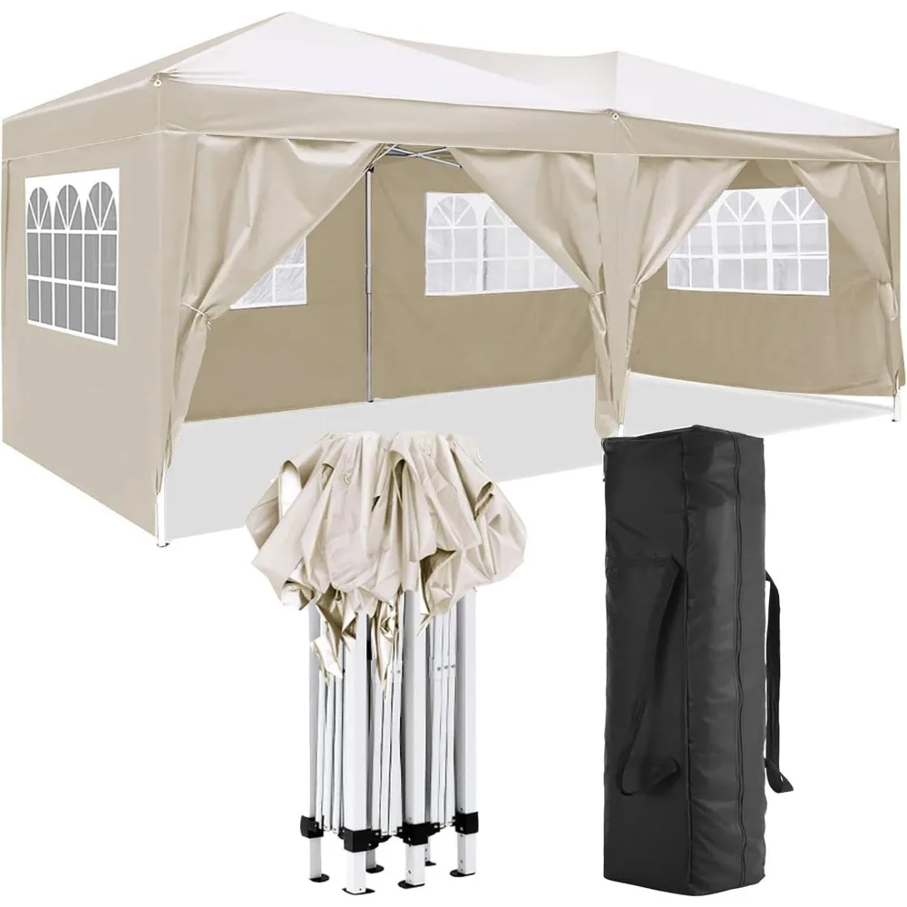 

10'x20' Folding Gazebo Canopy Tent with Removable Sidewalls-UPF 50+ Waterproof Tent Canopy for Outdoor Parties, Beach Camping, W