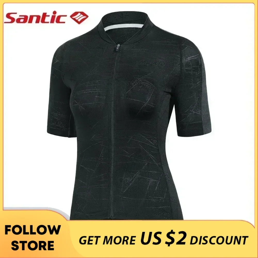 Santic Women Cycling Jersey Short Sleeve Summer Atheletic Sports Shirt Quick-dry Breathable MTB Bike Road Riding Bicycle Clothes