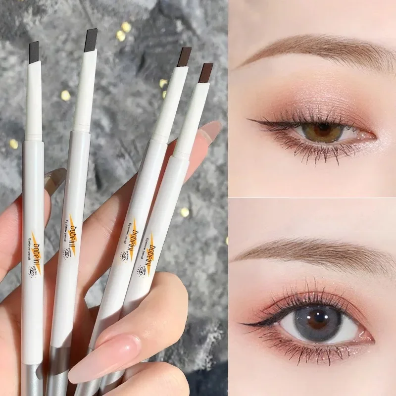 Thin-Head Double-Ended Eyebrow Pencil – Waterproof, Long-Lasting, Auto-Rotate, Brush Tip, Contour, Natural, Certified, Unisex