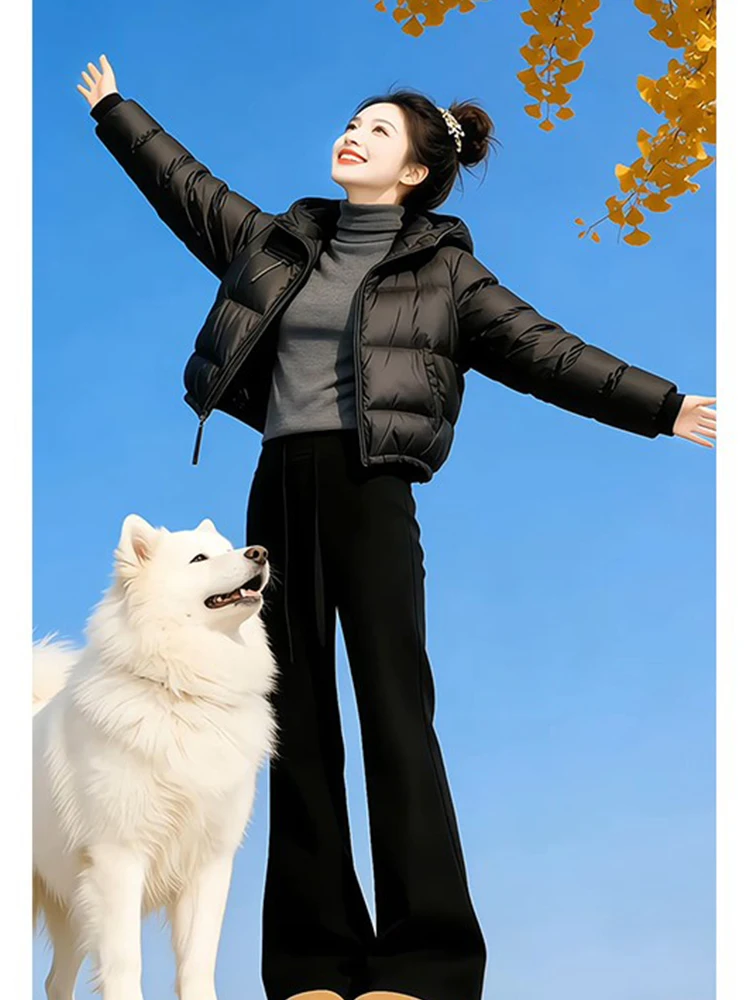 

Женская утепленная хлопковая куртка с капюшоном, новая зимняя модная однотонная повседневная куртка в корейском стиле, свободного кроя, на молнии