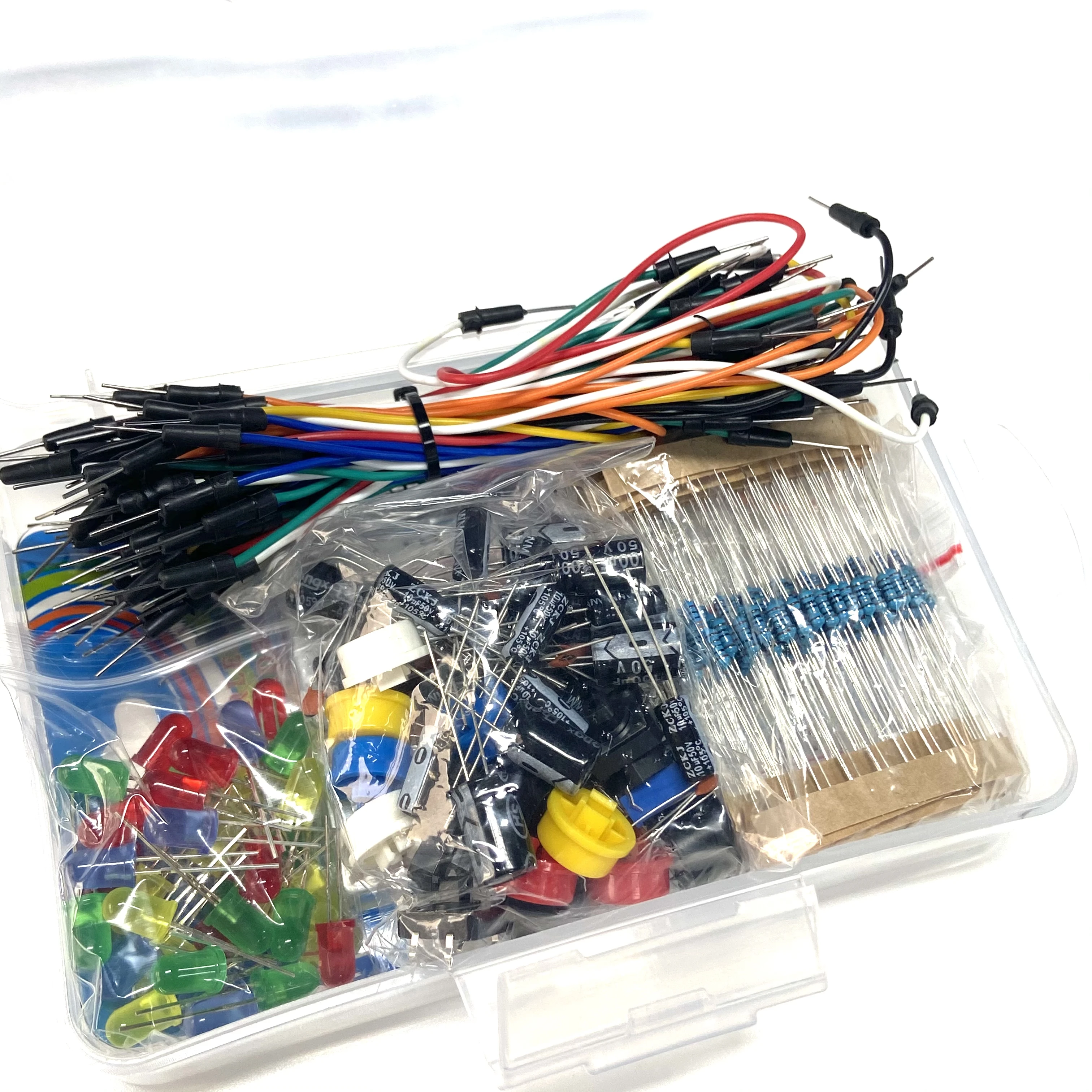 R3 Kit 400 Hole Breadboard Electrolytic LED Resistor LED Capacitor Bridge Breadboard Kit with Box