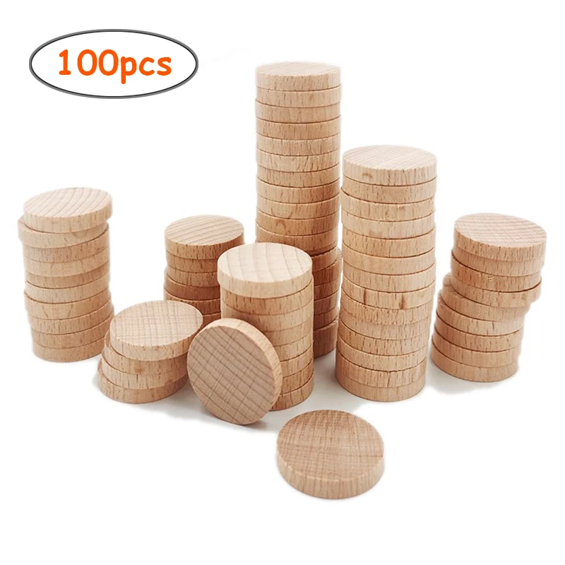 

100pcs 4cm Round Wood Conis Discs, Blank Unfinished Flat Wood Circle Cutouts Pieces for Painting Writing and DIY Home Decor