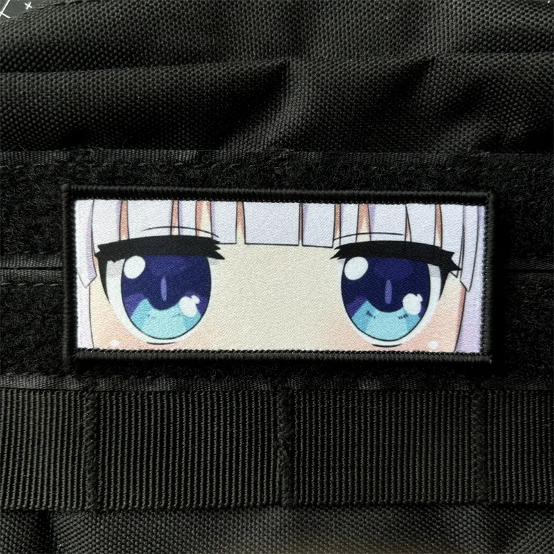 Cute Girls Eyes Kanna Kamui Morale Badge Patch Hook and Loop Printing Backpack Anime Character Kobayashi's Maid Dragon Sticker