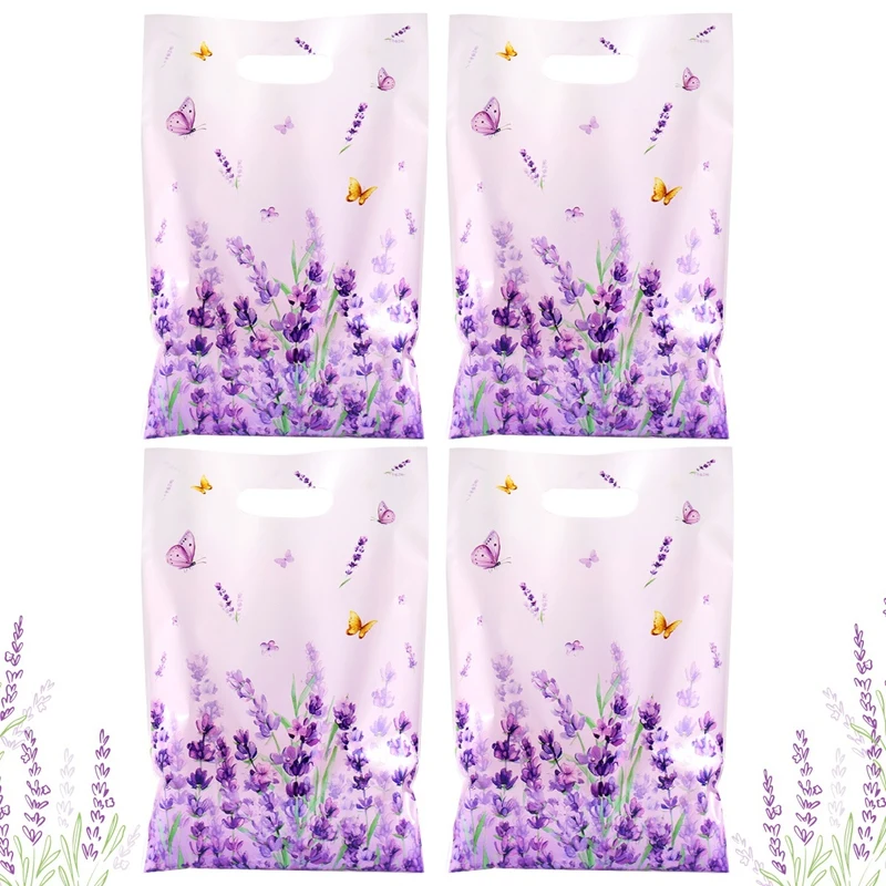 10/20/50 Stück Lavendel-Geschenktüten mit Blumenmuster, Schmetterling, Süßigkeiten-Tragetaschen für Hochzeit, Geburtstag, saisonale Frühlings-Partyzubehör – Detail 5