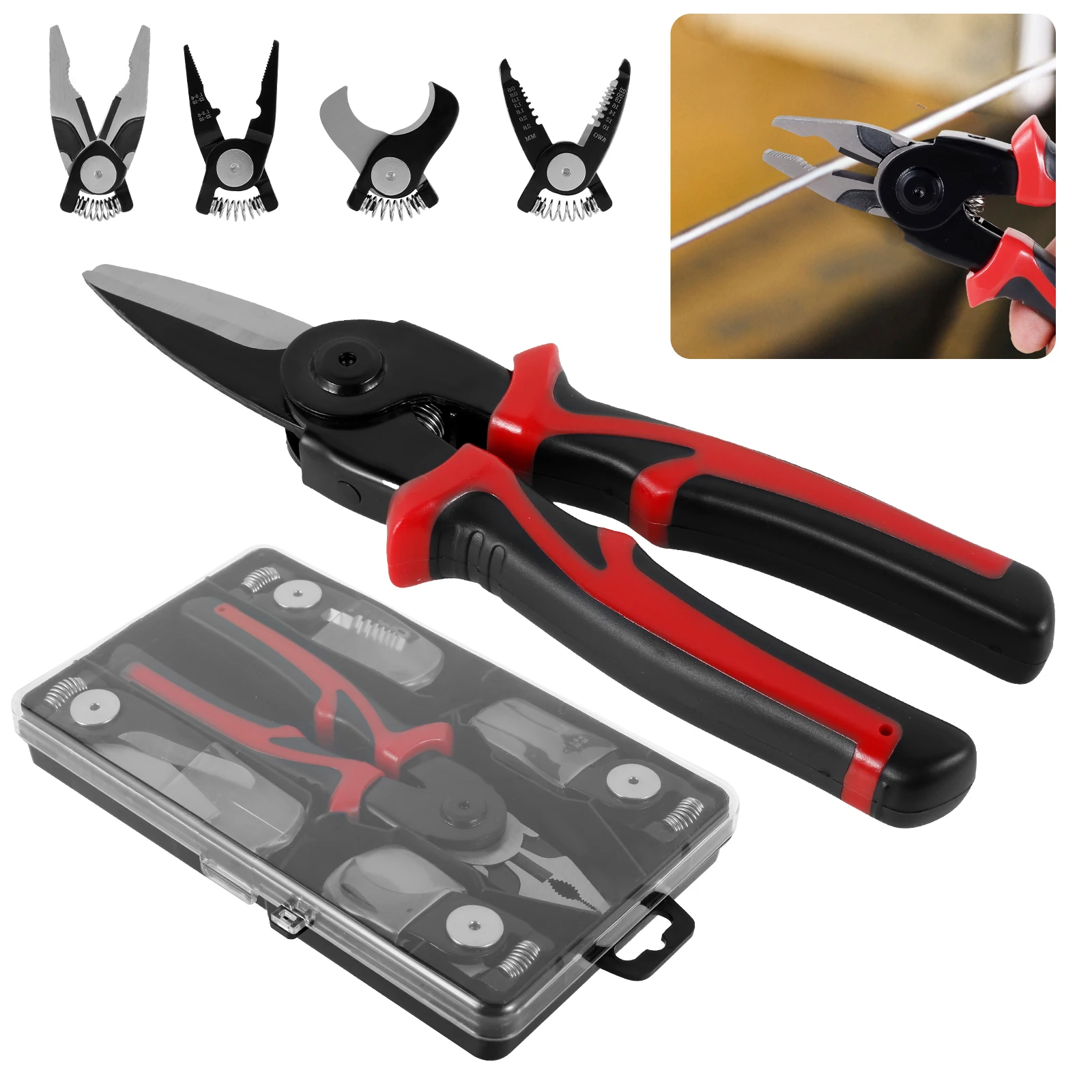 5 In 1 Wire Stripping Pliers Wire Stripper Heavy Duty Ergonomic Non-slip Wire Crimper Wire Stripping Cutting Crimping Hand Tools