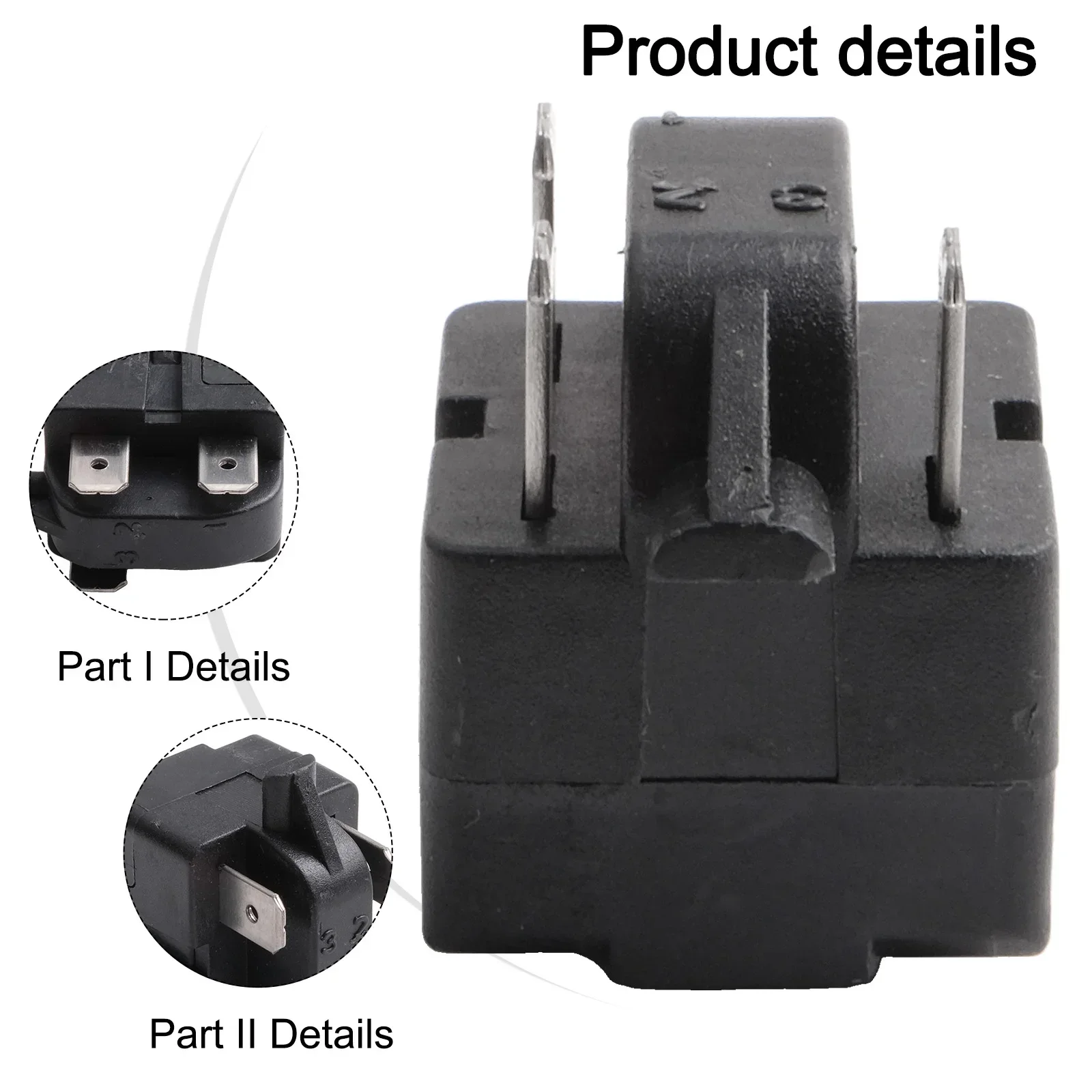 Produktbild von 3-poliges PTC-Starterrelais + Überlastschutz – Für 1/2 PS Kühlschrankkompressoren, Mini-Kühlschränke