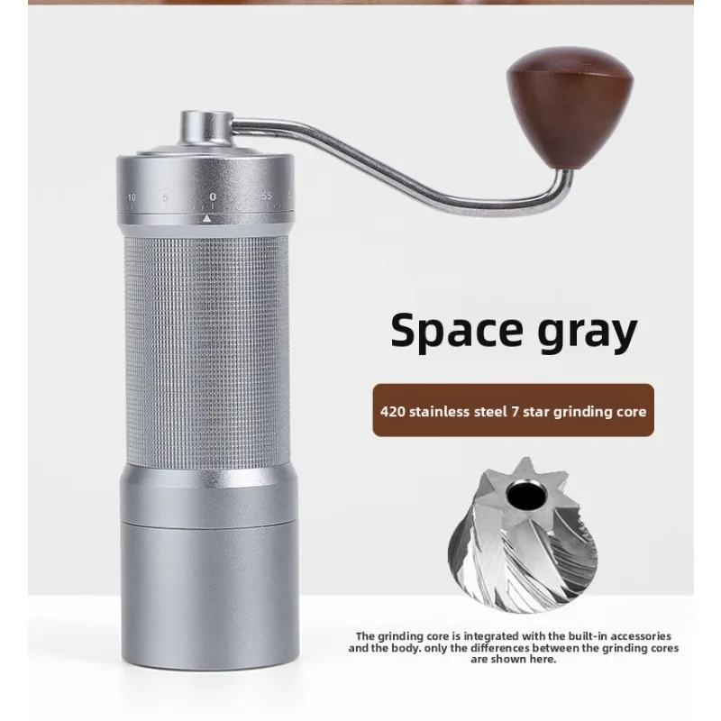 CNC 7-Star Manual Coffee Grinder - Portable Stainless Steel Burr Mill with Adjustable Coarseness for Home & Outdoor