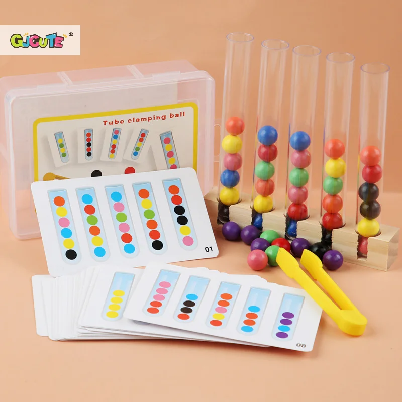 كليب الخرز الخشبي لعبة أنبوب اختبار ، لعبة فرز الألوان ، عد الخرز المهارات الحركية الدقيقة ألعاب مونتيسوري للأطفال ، هدية للأطفال #4