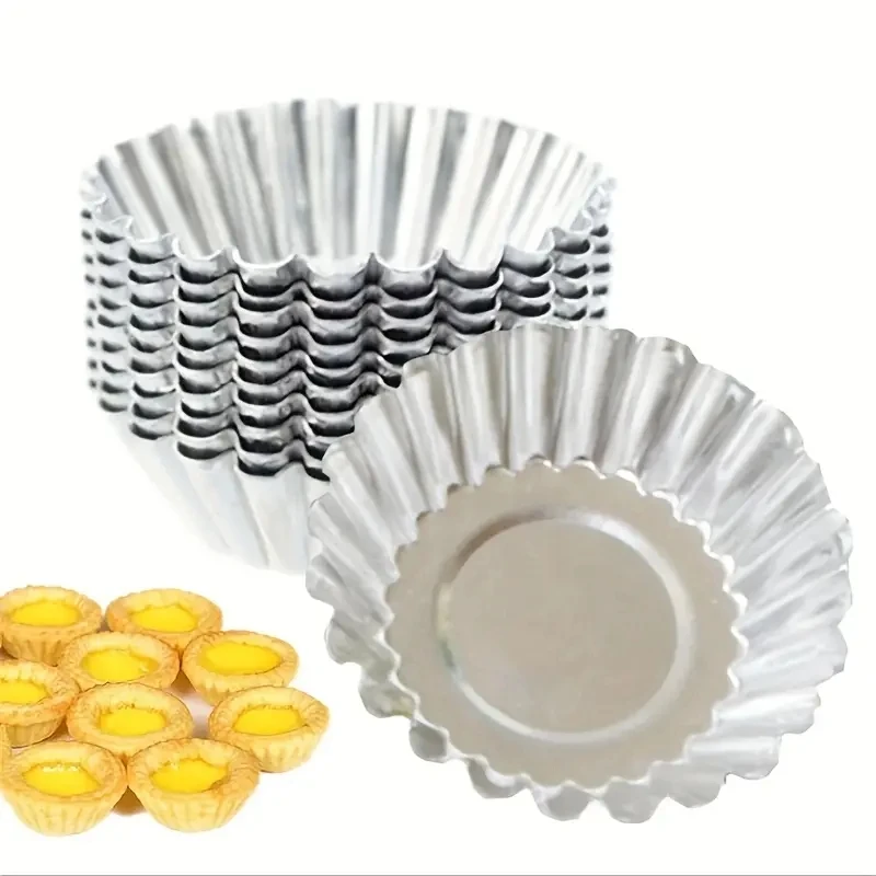 Moldes reutilizables de aluminio para tarta de huevo, pudín de molde para galletas, gelatina, pastel de Luna, herramientas de pastelería, accesorios para hornear, herramientas de cocina