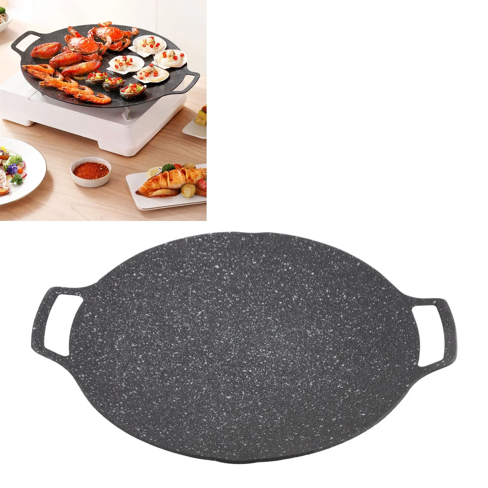 Korean BBQ Plate Barbecue Grill Non Stick Circular Frying Pan for Home Outdoor Stove Universal