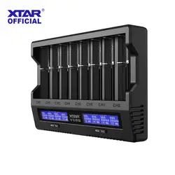 Battery Charger Grading Testing All Slot XTAR VC8S 8-bay Smart Versatile Li-ion&Ni-MH Battery Charger With Type-C Input&HD LCD