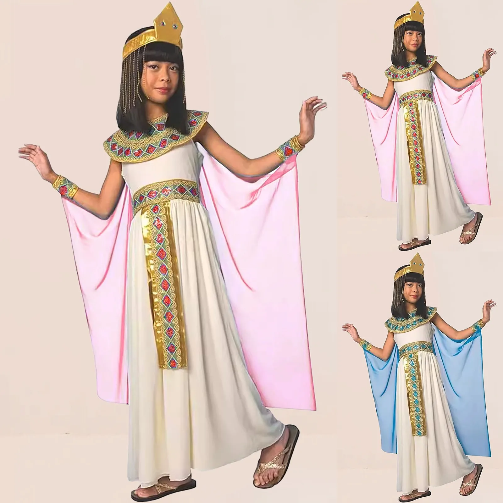 

Ancient Egypt Egyptian Pharaoh Cleopatra Princess Costume for Children Halloween Masquerade Party Costumes for Girls