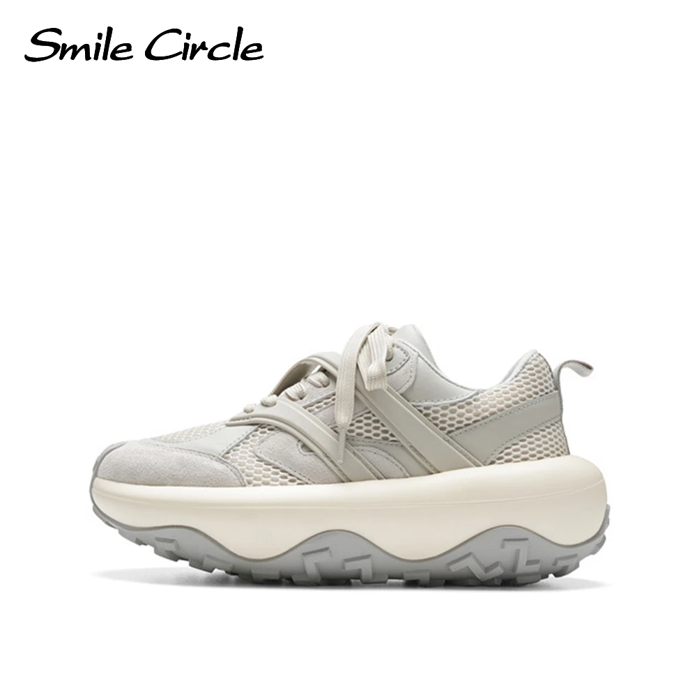 Smile Circle Women Sneakers Suede Leather Comforts Platform Shoes Fashion Round-toe Casual Shoes