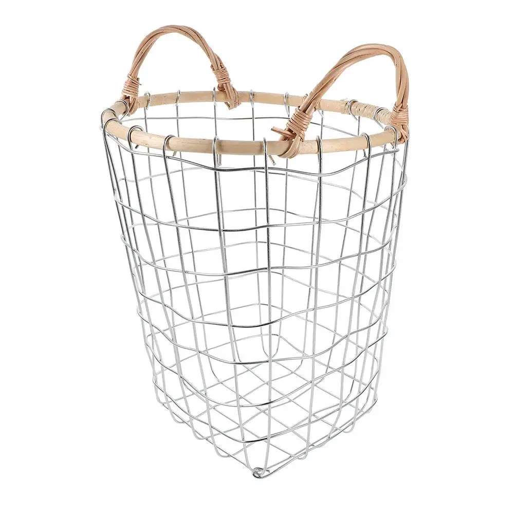 

Firewood Storage Large Capacity Durable Iron Retro Grid Design Outdoor Indoor Kitchen Basket Metal Wire Fruit Bowl Rustic