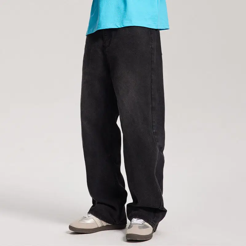 Pso Mason Amerikaanse retro lichte wa jeans met rechte pijpen heren dames casual losse elastische denim broek midden taille verdikte jeans